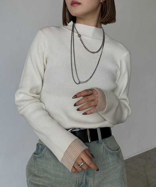 PAGEBOY（ページボーイ）の「＜自宅で洗える！＞ ハイネックバイカラースリーブ（ニット/セーター・レディース・レッド/ブラック/オフホワイト/グレー/ブルー・FREE）」の11枚目の写真