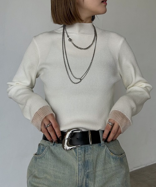 PAGEBOY（ページボーイ）の「＜自宅で洗える！＞ ハイネックバイカラースリーブ（ニット/セーター・レディース・レッド/ブラック/オフホワイト/グレー/ブルー・FREE）」の12枚目の写真