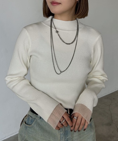 PAGEBOY（ページボーイ）の「＜自宅で洗える！＞ ハイネックバイカラースリーブ（ニット/セーター・レディース・レッド/ブラック/オフホワイト/グレー/ブルー・FREE）」の14枚目の写真