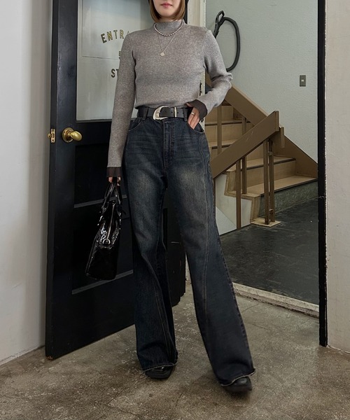 PAGEBOY（ページボーイ）の「＜自宅で洗える！＞ ハイネックバイカラースリーブ（ニット/セーター・レディース・レッド/ブラック/オフホワイト/グレー/ブルー・FREE）」の21枚目の写真