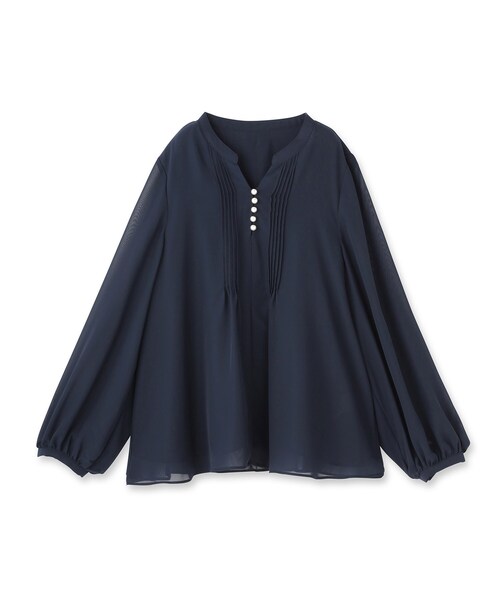 Sunauna（スーナウーナ）の「【ピンタック／セットアップ可】シフォンブラウス（シャツ/ブラウス・レディース・ネイビー/グレー・38/40）」の4枚目の写真