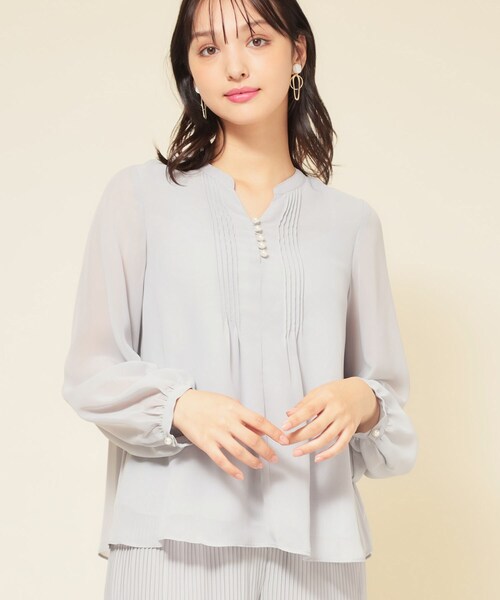 Sunauna（スーナウーナ）の「【ピンタック／セットアップ可】シフォンブラウス（シャツ/ブラウス・レディース・ネイビー/グレー・38/40）」の7枚目の写真