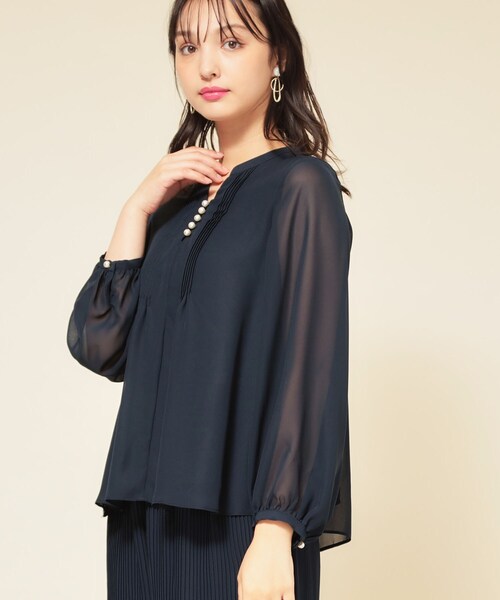 Sunauna（スーナウーナ）の「【ピンタック／セットアップ可】シフォンブラウス（シャツ/ブラウス・レディース・ネイビー/グレー・38/40）」の9枚目の写真