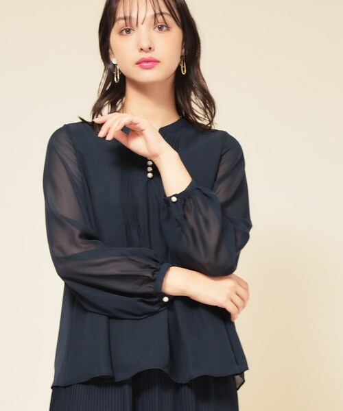 Sunauna（スーナウーナ）の「【ピンタック／セットアップ可】シフォンブラウス（シャツ/ブラウス・レディース・ネイビー/グレー・38/40）」の10枚目の写真