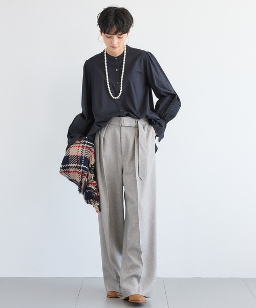 BARNYARDSTORM（バンヤードストーム）の「BARNYARDSTORM / ヘリンボーンワイドパンツ/ ハンドウォッシャブル（スラックス・レディース・グレー/ブラック・S/M）」の9枚目の写真