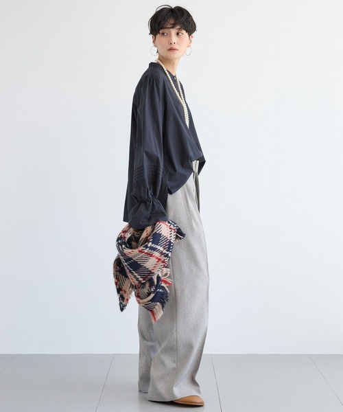 BARNYARDSTORM（バンヤードストーム）の「BARNYARDSTORM / ヘリンボーンワイドパンツ/ ハンドウォッシャブル（スラックス・レディース・グレー/ブラック・S/M）」の8枚目の写真