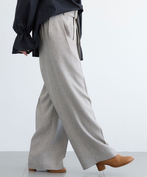 BARNYARDSTORM（バンヤードストーム）の「BARNYARDSTORM / ヘリンボーンワイドパンツ/ ハンドウォッシャブル（スラックス・レディース・グレー/ブラック・S/M）」の5枚目の写真