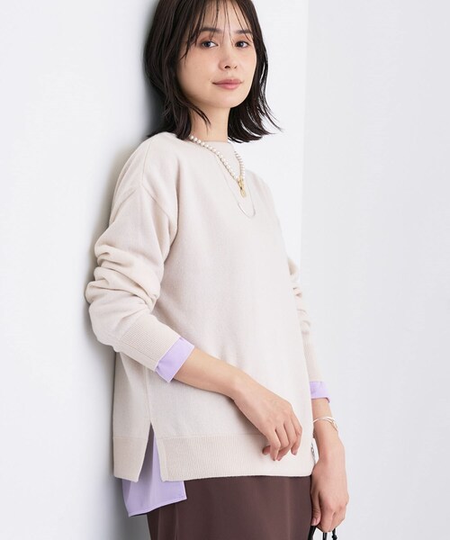 INDIVI（インディヴィ）の「【洗える／カシミヤ混】ボトルネック ドルマンスリーブニット（ニット/セーター・レディース・オフホワイト/ナチュラル/レッド系1/ブラウン系その他/サックスブルー/ダークグレー・38/34/13/05/15 /19）」の4枚目の写真