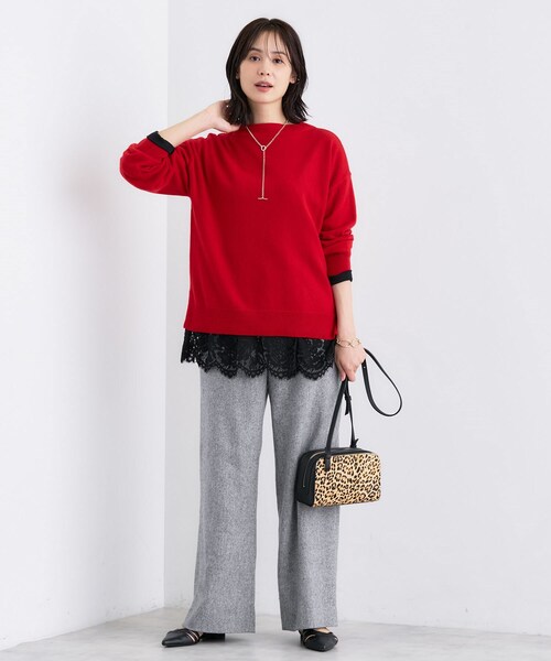 セール】【洗える／カシミヤ混】ボトルネック ドルマンスリーブニット