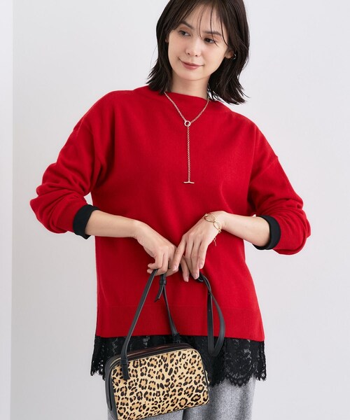 CIVIDINI チヴィディーニ　カシミヤ　ボトルネック　ニット　プルオーバー INDIVI（インディヴィ） ニット セーター 「カシミヤ混」ボリューム