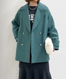 un dix cors | 《デイリーに活躍》フェイクウールライトジャージー金釦コート(ピーコート)