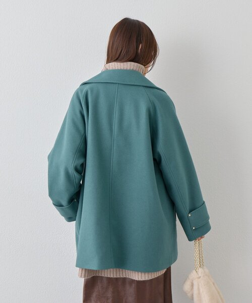 un dix cors（アンディコール）の「《デイリーに活躍》フェイクウールライトジャージー金釦コート（ピーコート・レディース・オフホワイト/ブラウン/ミント/ネイビー・FREE）」の13枚目の写真