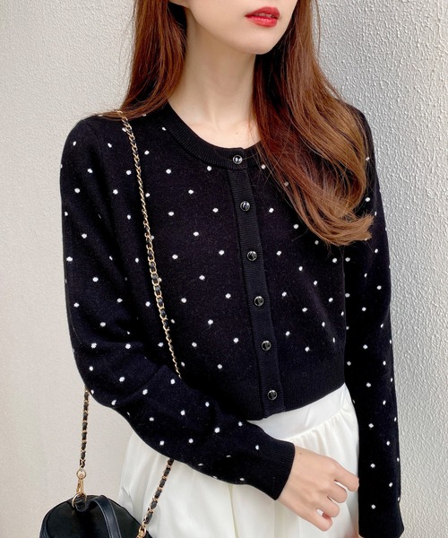 INGNI(イング)の「ドット柄ニットカーディガン(カーディガン/ボレロ・レディース・グレー系その他3/ブラック×ホワイト・M)」の3枚目の写真