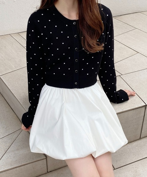 INGNI(イング)の「ドット柄ニットカーディガン(カーディガン/ボレロ・レディース・グレー系その他3/ブラック×ホワイト・M)」の5枚目の写真