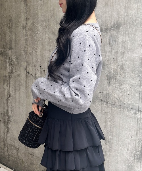 INGNI(イング)の「ドット柄ニットカーディガン(カーディガン/ボレロ・レディース・グレー系その他3/ブラック×ホワイト・M)」の12枚目の写真