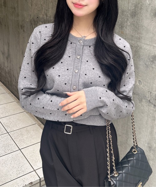 INGNI(イング)の「ドット柄ニットカーディガン(カーディガン/ボレロ・レディース・グレー系その他3/ブラック×ホワイト・M)」の17枚目の写真