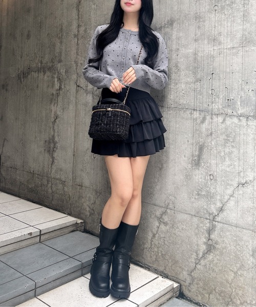 INGNI(イング)の「ドット柄ニットカーディガン(カーディガン/ボレロ・レディース・グレー系その他3/ブラック×ホワイト・M)」の15枚目の写真