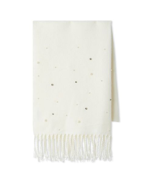 LILY BROWN（リリーブラウン）の「[L.B CANDY STOCK]パールビジュー付きストール（ストール/ショール・レディース・ホワイト/ブラック・F）」の3枚目の写真