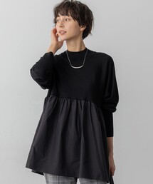 ギャザープルオーバー コンビ ニット