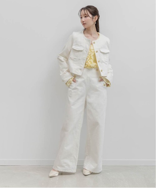 RANDA(ランダ)の「ノーカラーショートデニムジャケット(デニムジャケット・レディース・インディゴブルー/ブルー・0/1)」の9枚目の写真