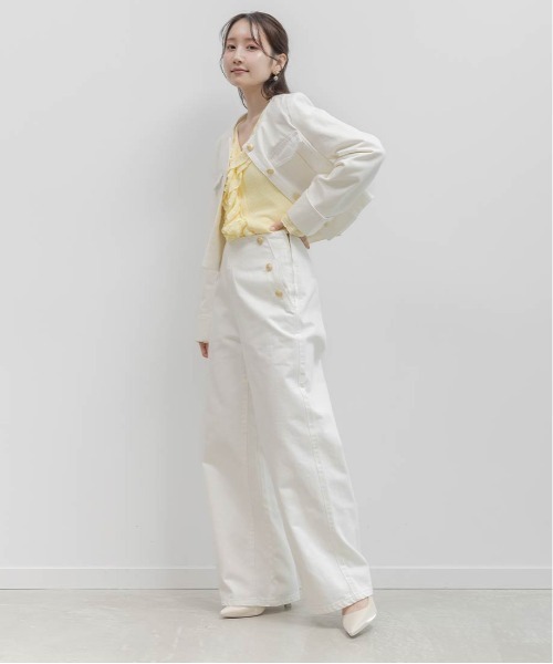 RANDA(ランダ)の「ノーカラーショートデニムジャケット(デニムジャケット・レディース・インディゴブルー/ブルー・0/1)」の12枚目の写真