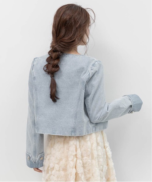 RANDA(ランダ)の「ノーカラーショートデニムジャケット(デニムジャケット・レディース・インディゴブルー/ブルー・0/1)」の16枚目の写真