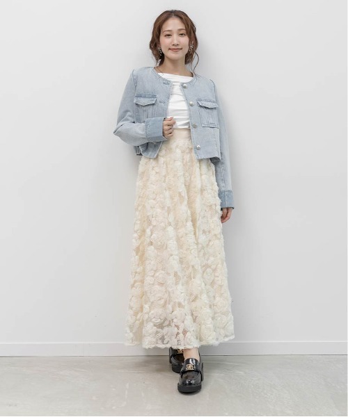 RANDA(ランダ)の「ノーカラーショートデニムジャケット(デニムジャケット・レディース・インディゴブルー/ブルー・0/1)」の17枚目の写真