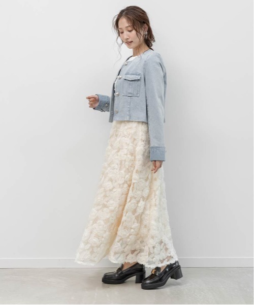 RANDA(ランダ)の「ノーカラーショートデニムジャケット(デニムジャケット・レディース・インディゴブルー/ブルー・0/1)」の18枚目の写真