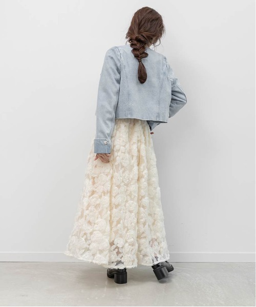 RANDA(ランダ)の「ノーカラーショートデニムジャケット(デニムジャケット・レディース・インディゴブルー/ブルー・0/1)」の19枚目の写真