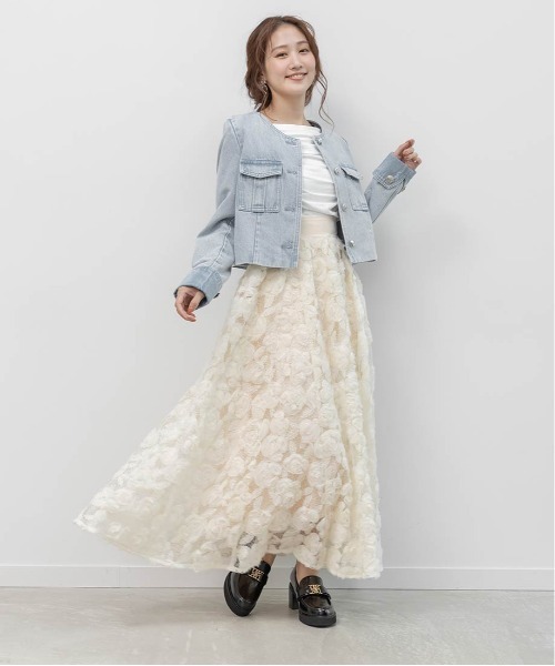 RANDA(ランダ)の「ノーカラーショートデニムジャケット(デニムジャケット・レディース・インディゴブルー/ブルー・0/1)」の21枚目の写真