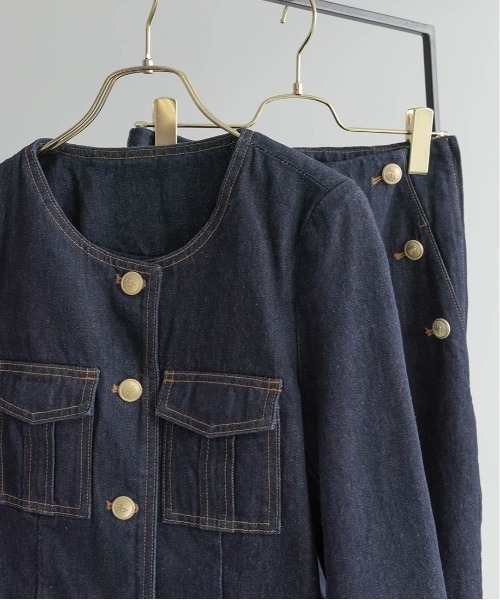 RANDA(ランダ)の「ノーカラーショートデニムジャケット(デニムジャケット・レディース・インディゴブルー/ブルー・0/1)」の22枚目の写真