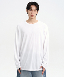 オーバーサイズ CR クルーネック長袖Tシャツ[ホワイト]