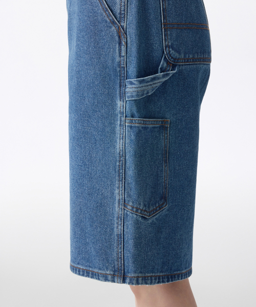 MUSINSA STANDARD WOMAN（ムシンサスタンダードウーマン）の「ウィメンズカーペンターバミューダデニムパンツ[ミディアムインディゴ]（デニムパンツ・レディース・その他・30/28/24/25/26/27/29）」の6枚目の写真