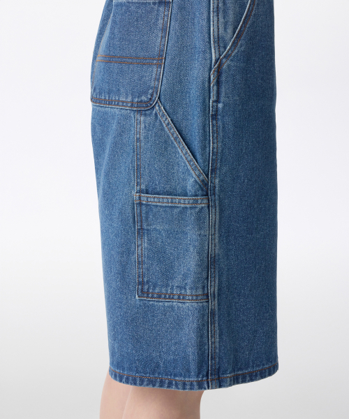 MUSINSA STANDARD WOMAN（ムシンサスタンダードウーマン）の「ウィメンズカーペンターバミューダデニムパンツ[ミディアムインディゴ]（デニムパンツ・レディース・その他・30/28/24/25/26/27/29）」の7枚目の写真