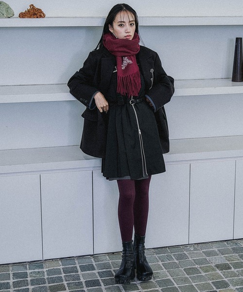 HARE（ハレ）の「ウールカシミヤマフラー(HARE)（ストール/ショール・レディース・ブラック/ボルドー・FREE）」の17枚目の写真