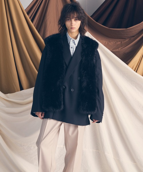 MAISON SPECIAL(メゾンスペシャル)の「《UNISEX》Luxury Volume Eco Fur Prime-Over Vest/ラグジュアリーボリュームエコファープライムオーバーベスト【MAISON SPECIAL/メゾンスペシャル】(ベスト・メンズ・ブラック/グレー・0/1/2)」の12枚目の写真
