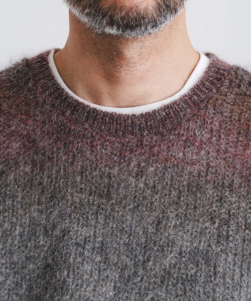 quadro（クオドロ）の「5G引き揃え片畦クルーネック（ニット/セーター・メンズ・グリーン/ブラウン・LARGE/MEDIUM）」の15枚目の写真