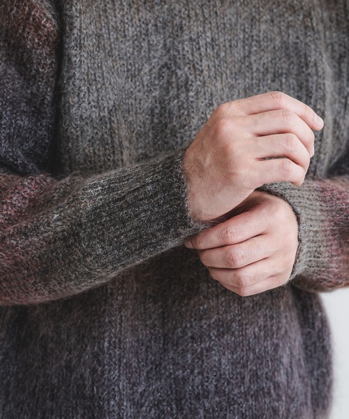 quadro（クオドロ）の「5G引き揃え片畦クルーネック（ニット/セーター・メンズ・グリーン/ブラウン・LARGE/MEDIUM）」の16枚目の写真