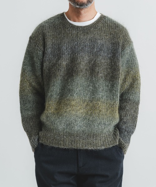 quadro（クオドロ）の「5G引き揃え片畦クルーネック（ニット/セーター・メンズ・グリーン/ブラウン・LARGE/MEDIUM）」の11枚目の写真