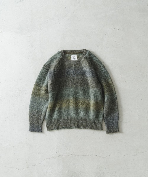 quadro（クオドロ）の「5G引き揃え片畦クルーネック（ニット/セーター・メンズ・グリーン/ブラウン・LARGE/MEDIUM）」の3枚目の写真