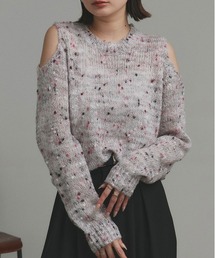ミックスネップ ショルダーカットニット