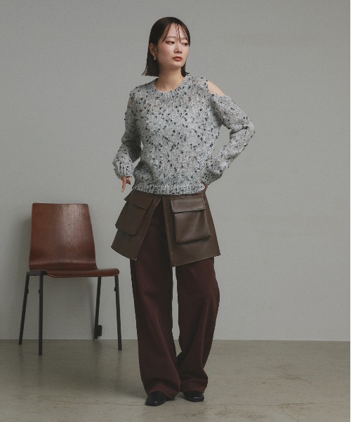 ad thie(アドティエ)の「ミックスネップ ショルダーカットニット(ニット/セーター・レディース・ピンク/イエロー/ブラック・FREE)」の12枚目の写真