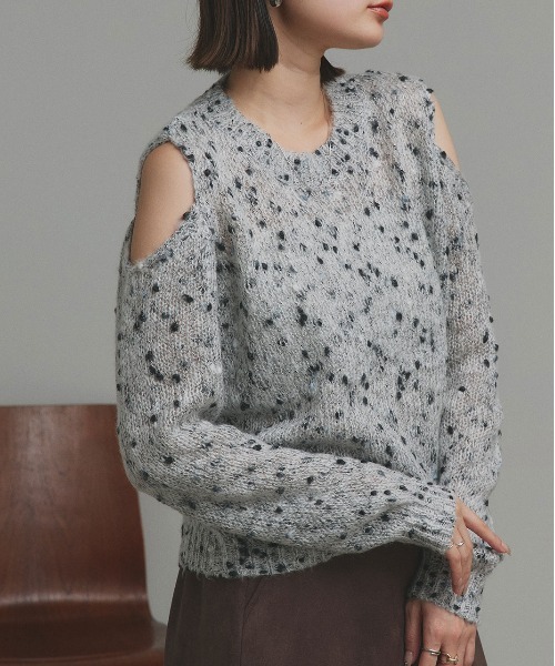 ad thie(アドティエ)の「ミックスネップ ショルダーカットニット(ニット/セーター・レディース・ピンク/イエロー/ブラック・FREE)」の21枚目の写真