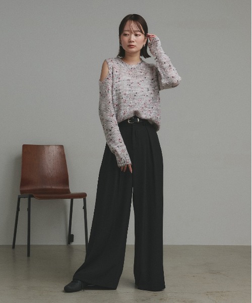 ad thie(アドティエ)の「ミックスネップ ショルダーカットニット(ニット/セーター・レディース・ピンク/イエロー/ブラック・FREE)」の6枚目の写真