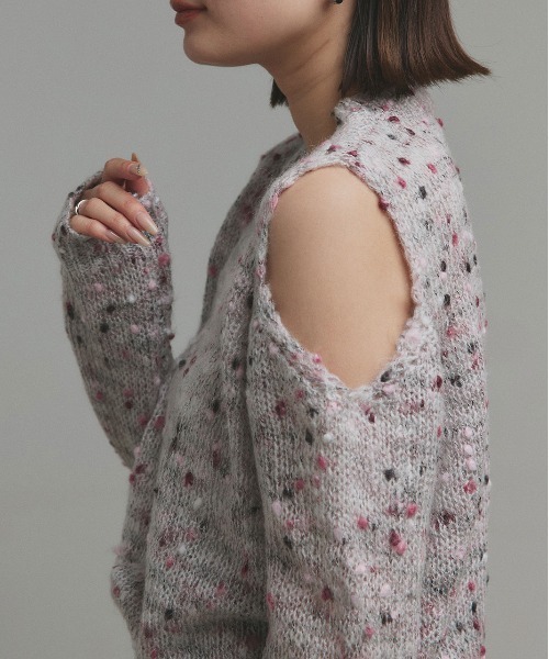 ad thie(アドティエ)の「ミックスネップ ショルダーカットニット(ニット/セーター・レディース・ピンク/イエロー/ブラック・FREE)」の10枚目の写真