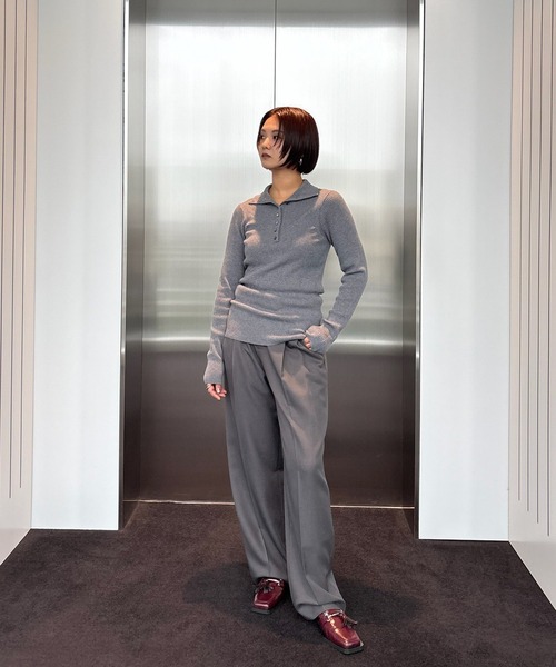 Ameri（アメリ）の「UND CORD DETAIL STRAIGHT PANTS（スラックス・レディース・グリーン/ブラウン/グレー・SMALL/MEDIUM）」の4枚目の写真