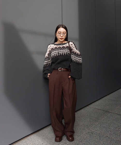 Ameri（アメリ）の「UND CORD DETAIL STRAIGHT PANTS（スラックス・レディース・グリーン/ブラウン/グレー・SMALL/MEDIUM）」の10枚目の写真