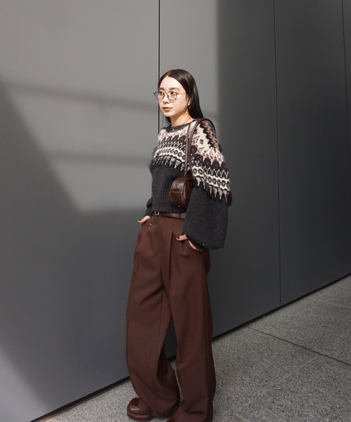 Ameri（アメリ）の「UND CORD DETAIL STRAIGHT PANTS（スラックス・レディース・グリーン/ブラウン/グレー・SMALL/MEDIUM）」の8枚目の写真