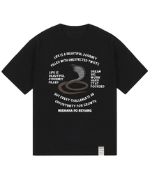 [ユニセックス]80sスネーク半袖Tシャツ_ブラック