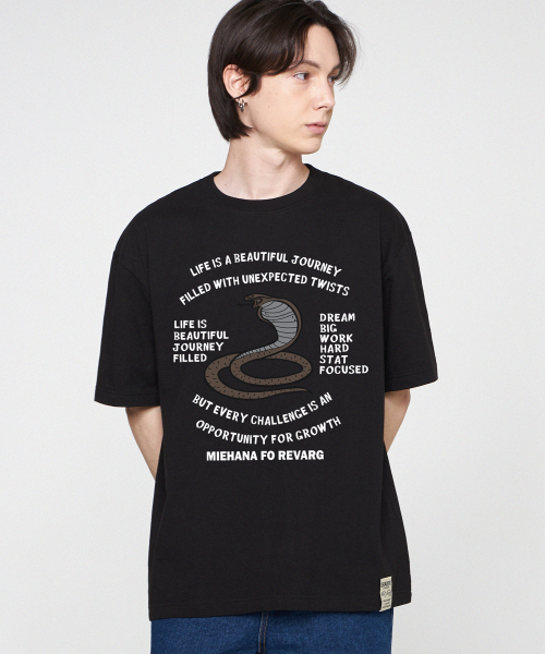 GRAVER（グレーバー）の「[ユニセックス]80sスネーク半袖Tシャツ_ブラック（Tシャツ/カットソー・レディース・ブラック・SMALL/MEDIUM/LARGE）」の2枚目の写真